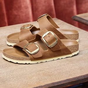 BIRKENSTOCK Arizona Big Buckle Leather Sandals Antique Cognac / Brown